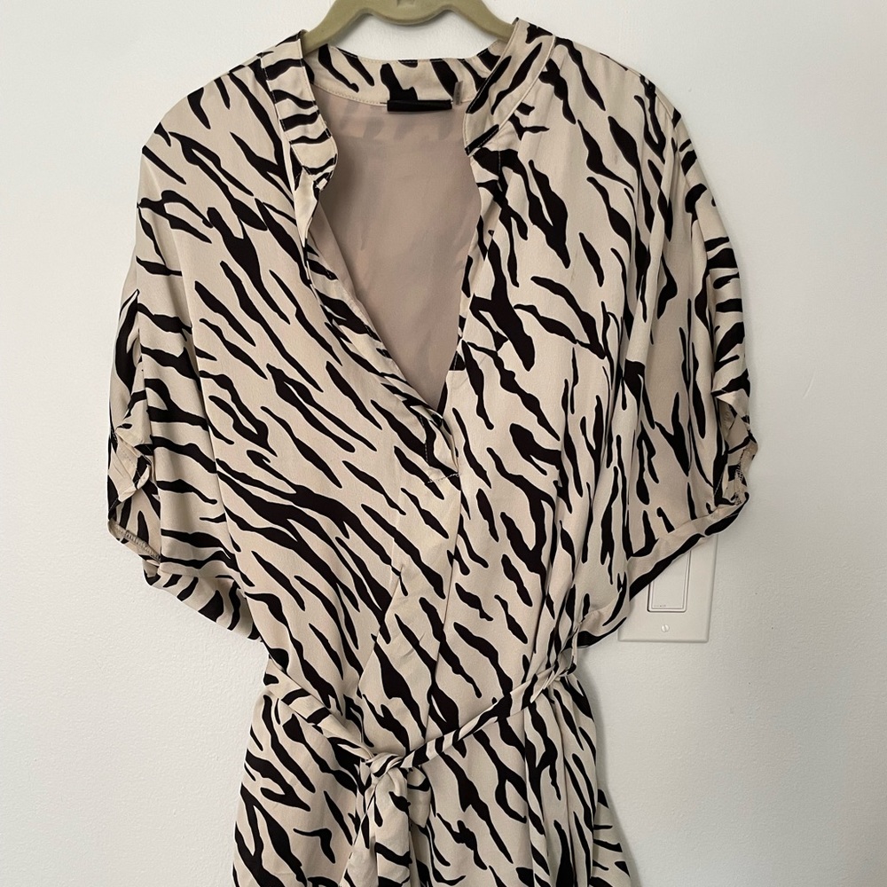 Tally Tiger Print Satin Tie Dress